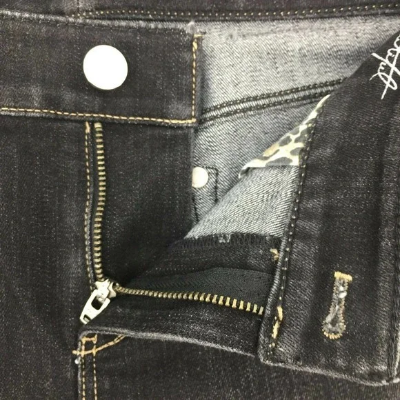 White House Black Market WHBM Women's Blanc Boot Leg Jeans Size 4 Black Raw Hem - Picture 5 of 7